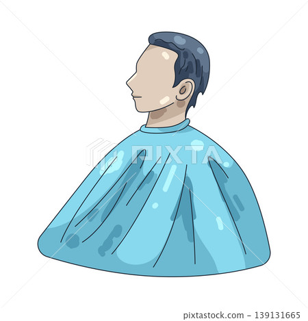 Illustration of man wearing a barber cape Illustration of man wearing a barber cape 139131665