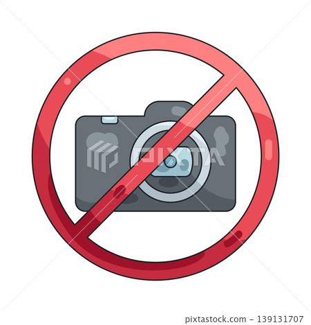 Illustration of no photography sign Illustration of no photography sign 139131707