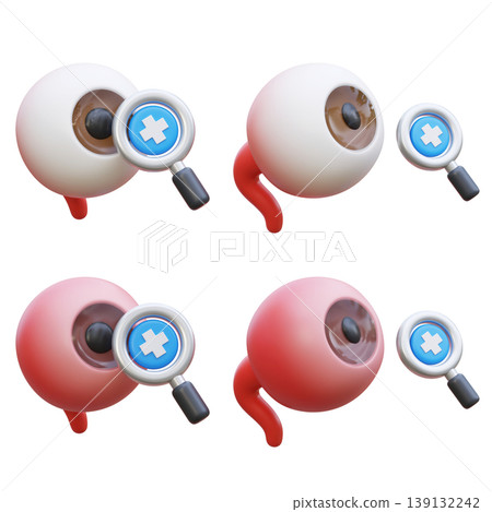 3D Eye Health Checkup Icon with Magnifying Glass for Ophthalmological Diagnosis 3D Eye Health Checkup Icon with Magnifying Glass for Ophthalmological Diagnosis 139132242