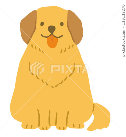 一隻坐著的金毛犬的向量插圖 139132270