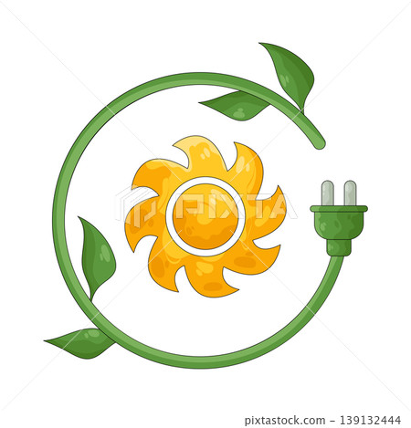 Illustration of sun with green energy 139132444