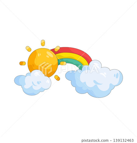 Illustration of sun with rainbow Illustration of sun with rainbow 139132463