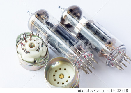 vintage vacuum tubes isolated on white background. 139132518