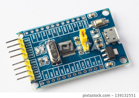 Programming board of STM32 in blue colour isolated in white background 139132551