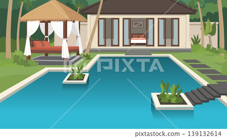 Private Oasis Bali Resort Flat Design Illustration 139132614