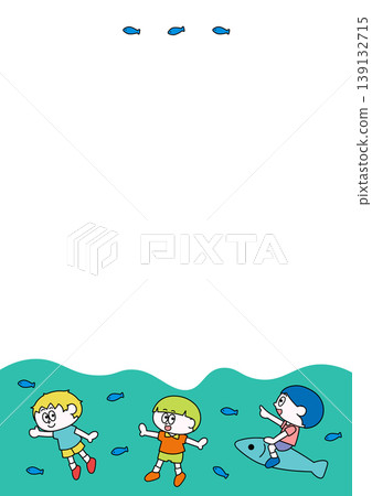 Cute illustration of a boy (sea, fish, and boy) Cute illustration of a boy (sea, fish, and boy) 139132715