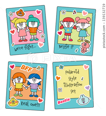 Cute girl illustration (instant camera style) Cute girl illustration (instant camera style) 139132719