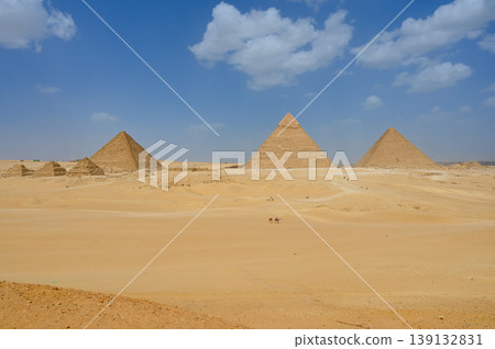 The three Great Pyramids of Giza, Cairo The three Great Pyramids of Giza, Cairo 139132831