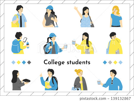 College student illustration set 139132867