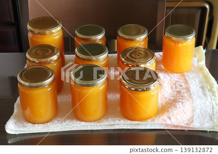 Natsumikan orange jam (cooling in jars) Natsumikan orange jam (cooling in jars) 139132872