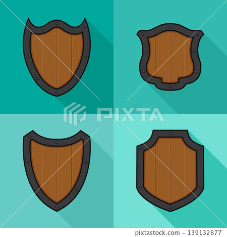 Large set of cartoon black shields with Shadow 139132877
