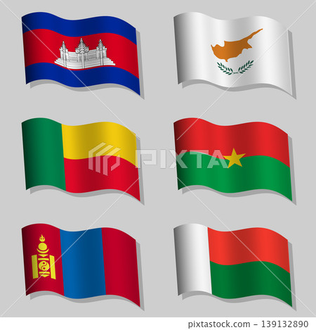 Vector set of wavy flags Vector set of wavy flags 139132890