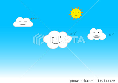 可愛的雲朵漂浮在藍天上 可愛的雲朵漂浮在藍天上 139133326