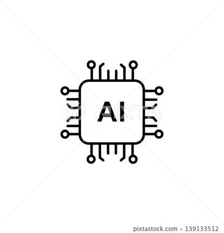AI chip line icon technology circuit board with glowing core flat vector illustration AI chip line icon technology circuit board with glowing core flat vector illustration 139133512