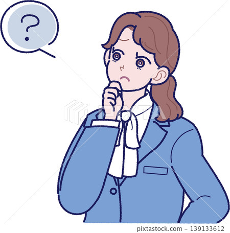 一幅插圖,描繪了一位身穿西裝的年輕女子,她一手托著下巴,一臉困惑。 一幅插圖,描繪了一位身穿西裝的年輕女子,她一手托著下巴,一臉困惑。 139133612