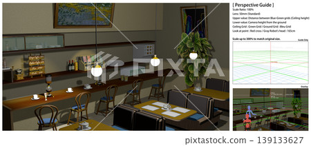 A retro coffee shop scene that can be used as a background for anime (includes perspective guide data that is convenient for adding characters). A retro coffee shop scene that can be used as a background for anime (includes perspective guide data that is convenient for adding characters). 139133627