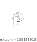 Modern Green Building Logo Design Sustainable Real Estate Concept 139133918