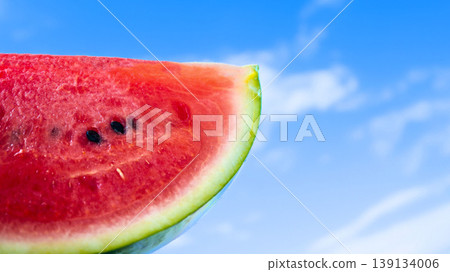 A summer image of watermelon and blue sky 139134006