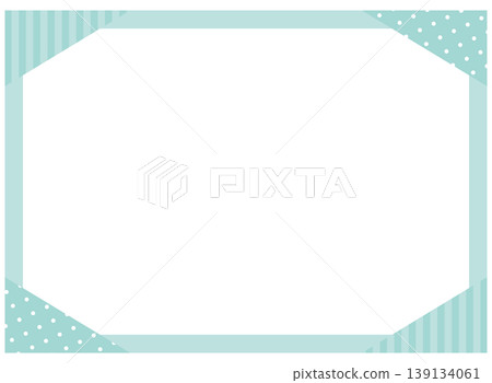 Simple and cute triangular collage-style frame in blue-green Simple and cute triangular collage-style frame in blue-green 139134061