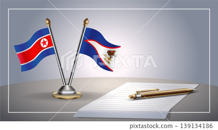 Small national flag of North Korea and American Samoa flag Relation, Template Vector Illustration Small national flag of North Korea and American Samoa flag Relation, Template Vector Illustration 139134186