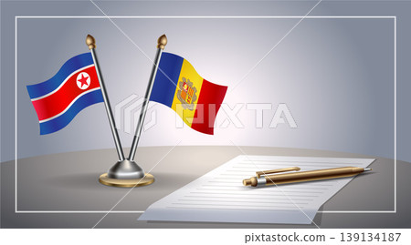 Small national flag of North Korea and Andorra flag Relation, Template Vector Illustration Small national flag of North Korea and Andorra flag Relation, Template Vector Illustration 139134187