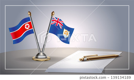 Small national flag of North Korea and Anguilla flag Relation, Template Vector Illustration Small national flag of North Korea and Anguilla flag Relation, Template Vector Illustration 139134189