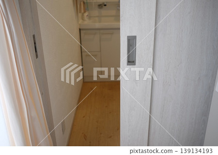 Sliding door leading to the bathroom Sliding door leading to the bathroom 139134193