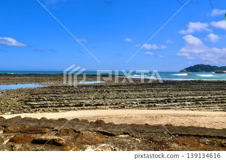 Aoshima Island, the "Devil's Washboard" rock formations, and the Hyuga Sea (Miyazaki City, Miyazaki Prefecture) 139134616