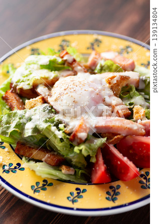 Caesar salad with bacon and lettuce from a Western-style restaurant Caesar salad with bacon and lettuce from a Western-style restaurant 139134804