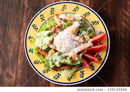 Caesar salad with bacon and lettuce from a Western-style restaurant Caesar salad with bacon and lettuce from a Western-style restaurant 139134846