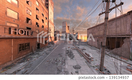 ruined city landscape ruined city landscape 139134937