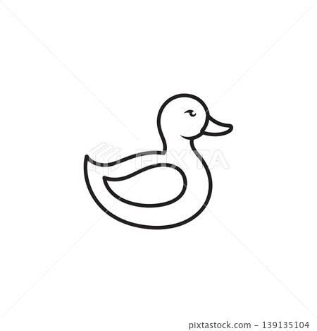 Simple Outline Drawing Of A Cute Duck Icon Simple Outline Drawing Of A Cute Duck Icon 139135104