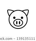 Cute Cartoon Pig Head Minimalist Graphic Design Element 139135111