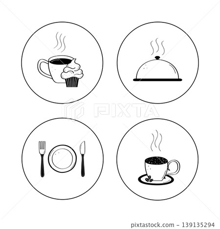 Cafe home cooking or chef logo design concept. Food Cooking logo vector. Cooking logo and poster templates. 139135294