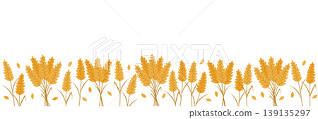 Frame with agricultural wheat and grain ears. Concept bread or farming, organic food. Vector illustration, copy space. Frame with agricultural wheat and grain ears. Concept bread or farming, organic food. Vector illustration, copy space. 139135297