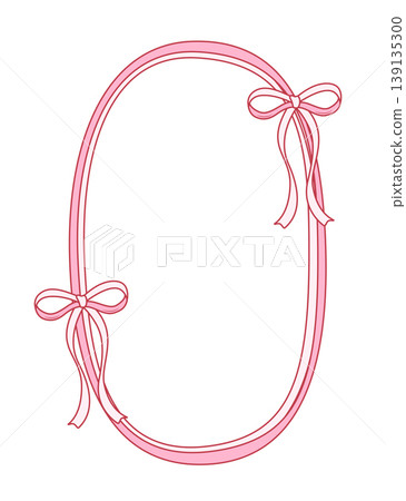 Vintage frame with wavy lines and bows. Vector illustration coquette style, perfect for wedding invitations, birthday cards, and holiday decor. 139135300