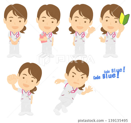 A set of medical staff in various poses A set of medical staff in various poses 139135495