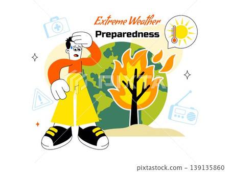 Extreme Weather Preparedness Vector Illustration With Emergency Kit Storm Warning Safety Plan Disaster Readiness Climate Alert Design Extreme Weather Preparedness Vector Illustration With Emergency Kit Storm Warning Safety Plan Disaster Readiness Climate Alert Design 139135860