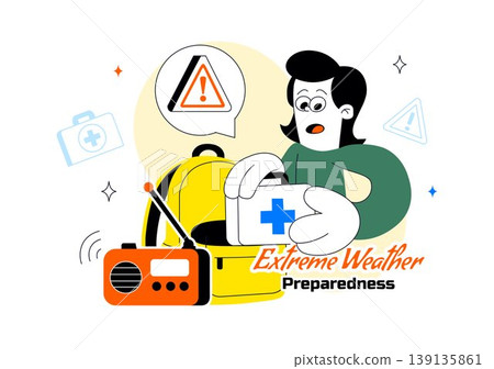 Extreme Weather Preparedness Vector Illustration With Emergency Kit Storm Warning Safety Plan Disaster Readiness Climate Alert Design Extreme Weather Preparedness Vector Illustration With Emergency Kit Storm Warning Safety Plan Disaster Readiness Climate Alert Design 139135861