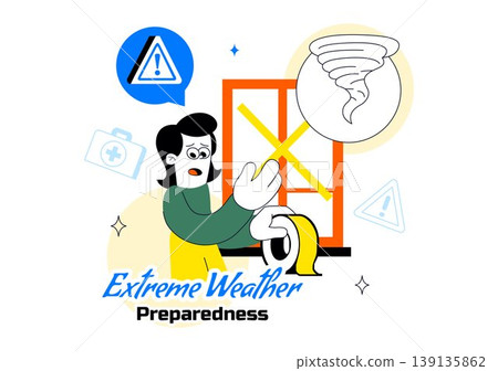 Extreme Weather Preparedness Vector Illustration With Emergency Kit Storm Warning Safety Plan Disaster Readiness Climate Alert Design Extreme Weather Preparedness Vector Illustration With Emergency Kit Storm Warning Safety Plan Disaster Readiness Climate Alert Design 139135862