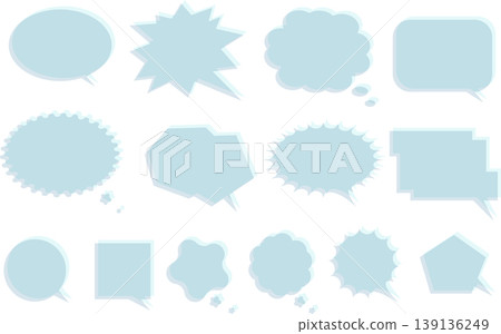 Speech bubble frame set, light blue, with shadow (dialogue, thoughts, manga style, decorative elements) Speech bubble frame set, light blue, with shadow (dialogue, thoughts, manga style, decorative elements) 139136249