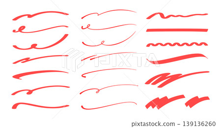 A set of handwritten-style underlines (red) that look like they were written with a pen or marker. A set of handwritten-style underlines (red) that look like they were written with a pen or marker. 139136260
