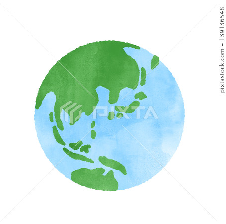 可愛的水彩風格地球插畫－非常適合世界環境日/地球日。 139136548