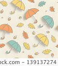 Charming Autumn Elements With Umbrellas And Leaves Pattern 139137274