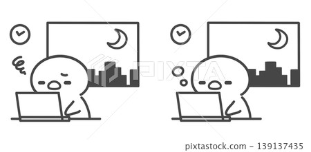 一組手繪線條藝術插圖,描繪了一隻加班後疲憊不堪、昏昏欲睡的小雞。 一組手繪線條藝術插圖,描繪了一隻加班後疲憊不堪、昏昏欲睡的小雞。 139137435