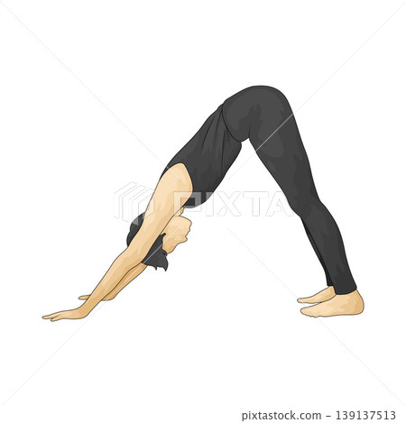 Illustration of Downward Facing Dog or Adho Mukha Svanasana Illustration of Downward Facing Dog or Adho Mukha Svanasana 139137513