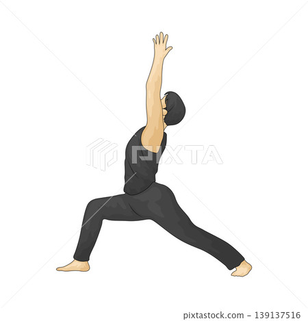 Illustration of Warrior I or Virabhadrasana I Illustration of Warrior I or Virabhadrasana I 139137516