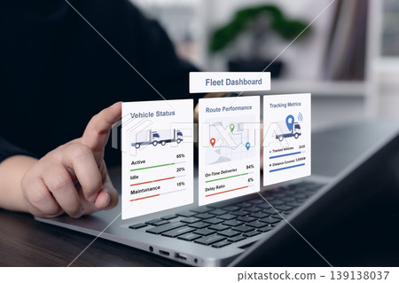 Fleet Management Dashboard with Vehicle Tracking and Route Performance Fleet Management Dashboard with Vehicle Tracking and Route Performance 139138037