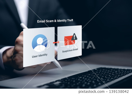 Email Scam and Identity Theft Detection Concept on Laptop Email Scam and Identity Theft Detection Concept on Laptop 139138042