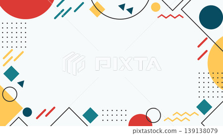 Abstract geometric memphis style background with copy space 139138079
